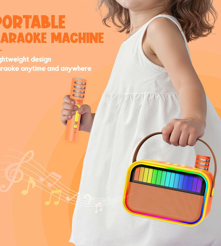VERKB Karaoke Machine for Kids Portable Bluetooth Speaker 2 Mics Orange
