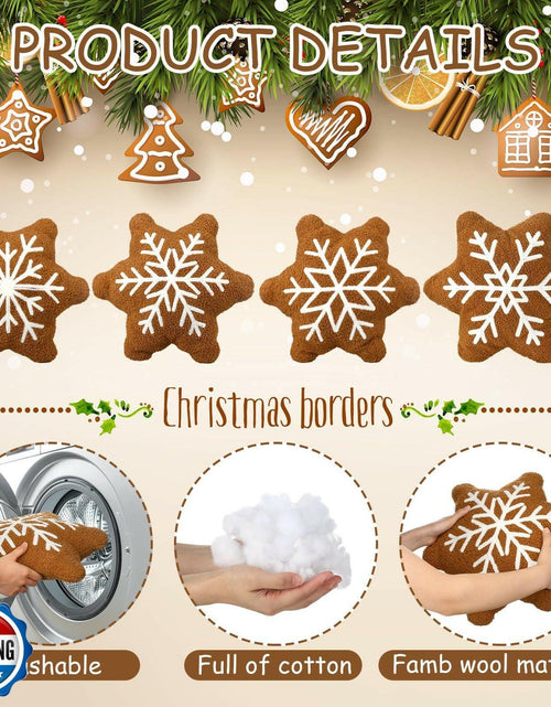 Load image into Gallery viewer, HunnmingRe 4 Pcs Christmas Snowflake Plush Throw Pillows Caramel Color
