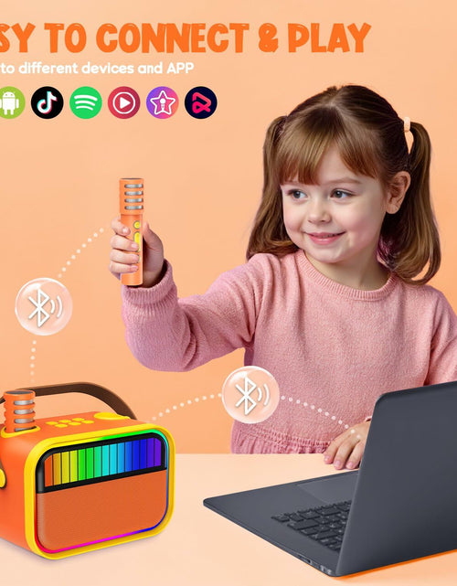 Load image into Gallery viewer, VERKB Karaoke Machine for Kids Portable Bluetooth Speaker 2 Mics Orange
