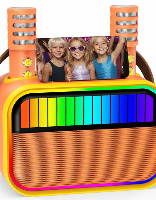 Load image into Gallery viewer, VERKB Karaoke Machine for Kids Portable Bluetooth Speaker 2 Mics Orange
