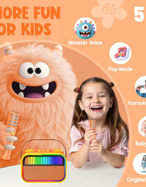 Load image into Gallery viewer, VERKB Karaoke Machine for Kids Portable Bluetooth Speaker 2 Mics Orange

