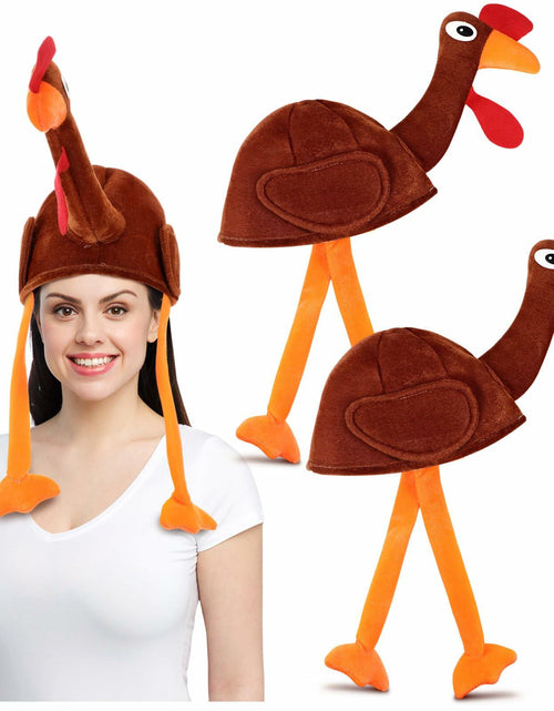 Load image into Gallery viewer, Jamntower 2Pcs Thanksgiving Turkey Hat Adults Dark Brown Adjustable Size 60cm
