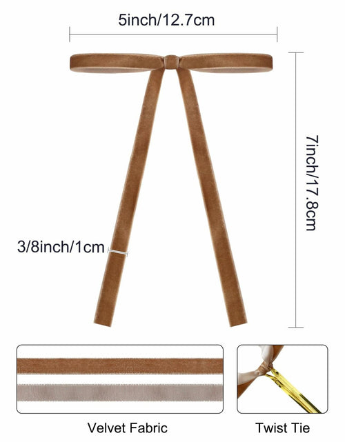 Load image into Gallery viewer, SIMISI RIBBON 24Pc Camel Velvet Christmas Ribbon Bows 3/8"x5x7in Decor
