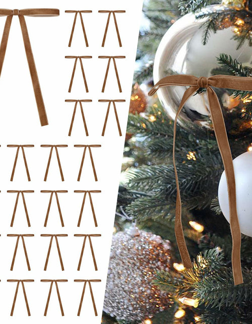 Load image into Gallery viewer, SIMISI RIBBON 24Pc Camel Velvet Christmas Ribbon Bows 3/8"x5x7in Decor
