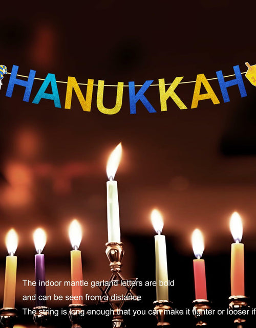 Load image into Gallery viewer, DONCIDAY Happy Hanukkah Glitter Banner Blue Paper Garland Party Decor
