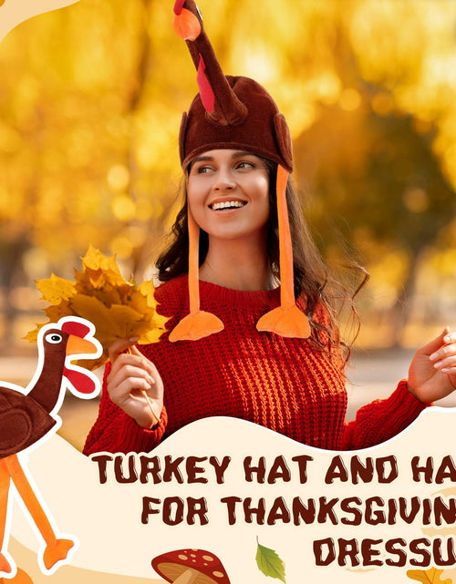 Load image into Gallery viewer, Jamntower 2Pcs Thanksgiving Turkey Hat Adults Dark Brown Adjustable Size 60cm
