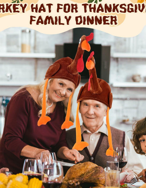Load image into Gallery viewer, Jamntower 2Pcs Thanksgiving Turkey Hat Adults Dark Brown Adjustable Size 60cm
