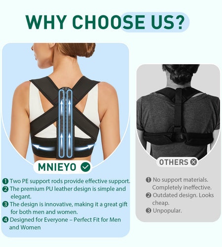 WNIEYO Posture Corrector Back Brace for Men & Women Black X-Large