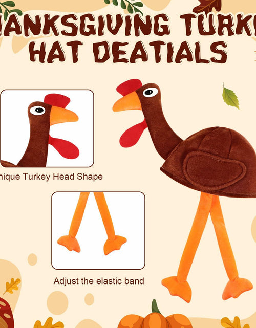 Load image into Gallery viewer, Jamntower 2Pcs Thanksgiving Turkey Hat Adults Dark Brown Adjustable Size 60cm
