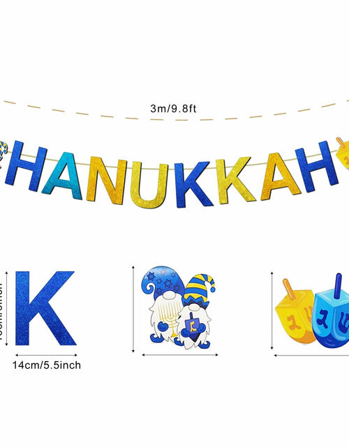 Load image into Gallery viewer, DONCIDAY Happy Hanukkah Glitter Banner Blue Paper Garland Party Decor

