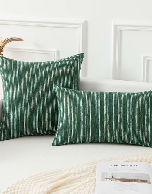Load image into Gallery viewer, K KEVIN TEXTILE Boho Woven 18x18 Pillow Covers Set of 2 Dark Green
