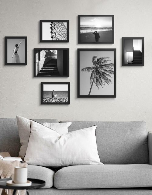 Load image into Gallery viewer, YiTanli Glass Collage Picture Frames 7 Pack Multi Sizes 11x14 8x10 5x7 Black

