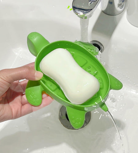 2 Pack Tortoise Soap Dishes Soap Holder with Drain Green Bathroom Kitchen