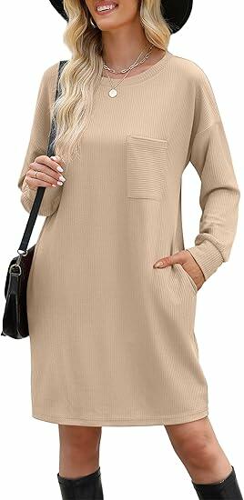 Load image into Gallery viewer, WIHOLL Women's Elegant Long Sleeve Mini Dress Khaki Size S
