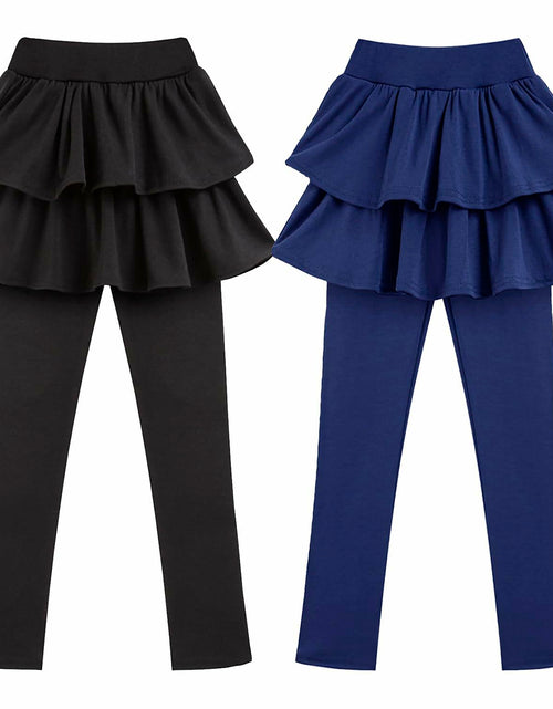 Load image into Gallery viewer, kdoikmu Girls School Uniform Leggings Skirt 2 Pack Black Navy 6-7Y
