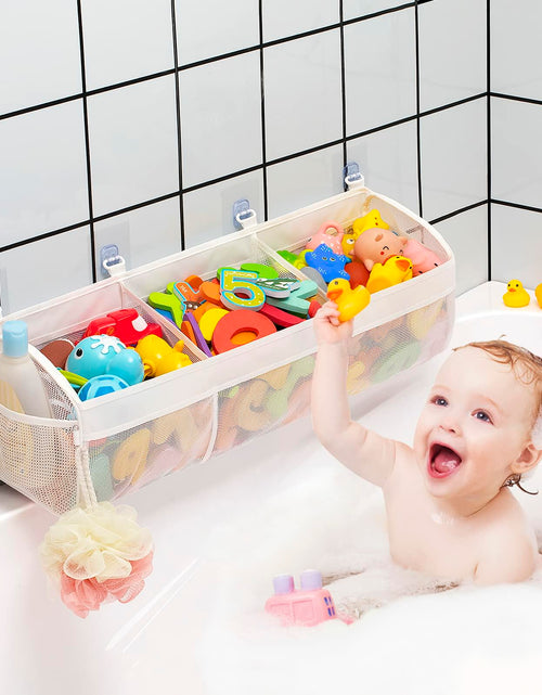 Load image into Gallery viewer, Austion 3 Compartment Horizontal Bath Toy Organizer Large White Mesh
