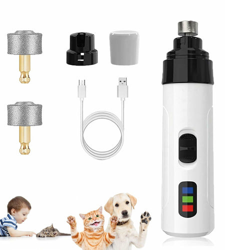 Generic Nail Grinder for Dogs Rechargeable USB LED Light 3 Speeds 1+2 Heads