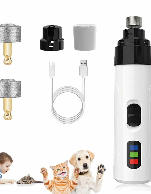 Load image into Gallery viewer, Generic Nail Grinder for Dogs Rechargeable USB LED Light 3 Speeds 1+2 Heads
