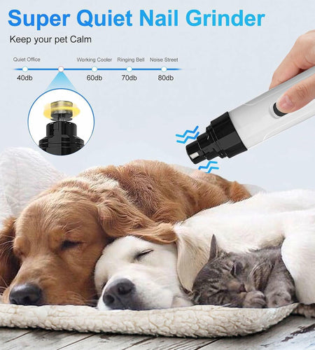 Generic Nail Grinder for Dogs Rechargeable USB LED Light 3 Speeds 1+2 Heads