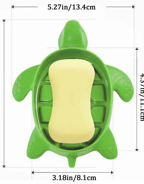 Load image into Gallery viewer, 2 Pack Tortoise Soap Dishes Soap Holder with Drain Green Bathroom Kitchen
