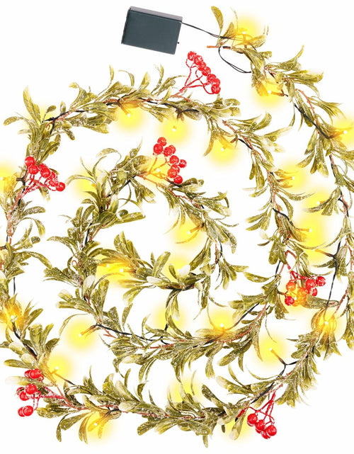 Load image into Gallery viewer, HUZIYAHAN 9FT Christmas Mistletoe Garland with 30 LED Lights Red Berry
