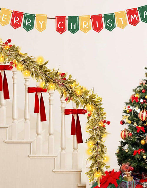 Load image into Gallery viewer, HUZIYAHAN 9FT Christmas Mistletoe Garland with 30 LED Lights Red Berry

