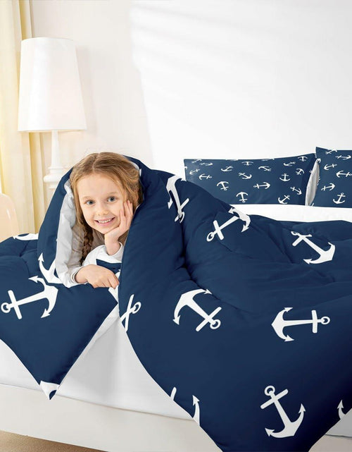 Load image into Gallery viewer, Manfei Anchor Comforter Set Nautical Navy Blue 2pcs Twin Size
