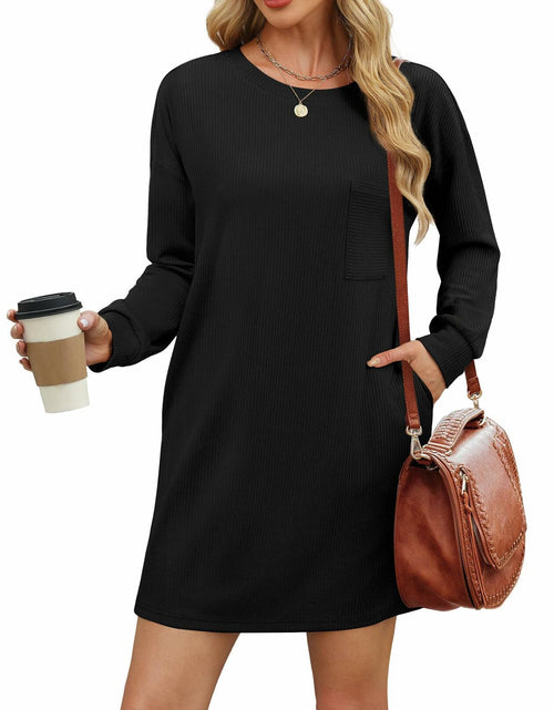 Load image into Gallery viewer, WIHOLL Women's Elegant Long Sleeve Mini Dress Khaki Size S

