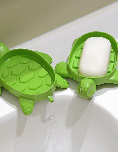 Load image into Gallery viewer, 2 Pack Tortoise Soap Dishes Soap Holder with Drain Green Bathroom Kitchen
