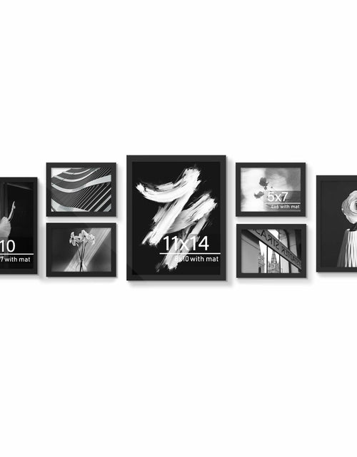 Load image into Gallery viewer, YiTanli Glass Collage Picture Frames 7 Pack Multi Sizes 11x14 8x10 5x7 Black
