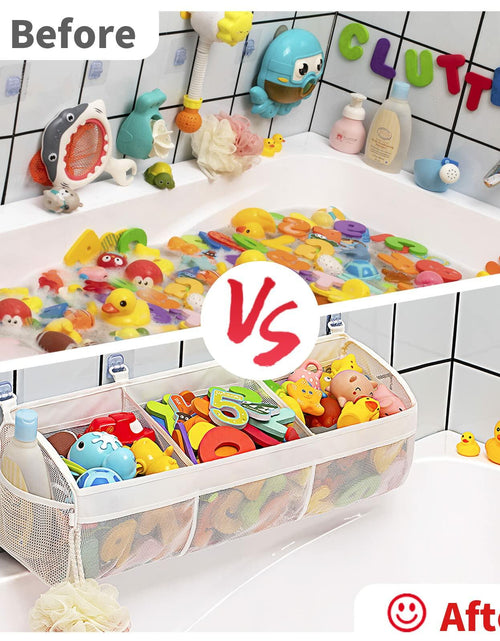 Load image into Gallery viewer, Austion 3 Compartment Horizontal Bath Toy Organizer Large White Mesh
