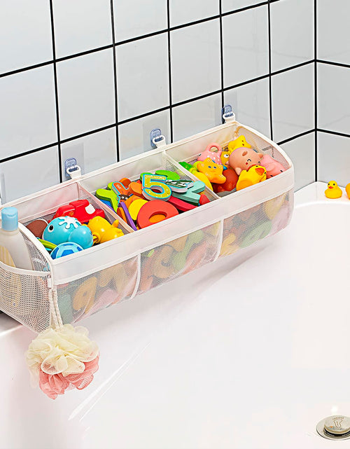 Load image into Gallery viewer, Austion 3 Compartment Horizontal Bath Toy Organizer Large White Mesh
