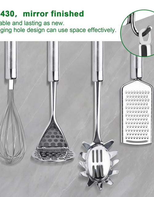 Load image into Gallery viewer, StnKitchExplor Stainless Steel Utensil Set 28 Pcs Cooking Tools Silver Holder
