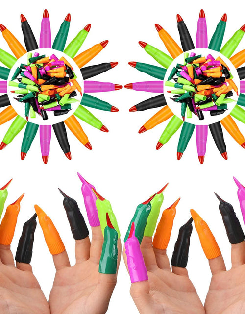 Load image into Gallery viewer, Sosation 150 Pcs Spooky Witch Fingers Fake Nails Black Halloween Gothic
