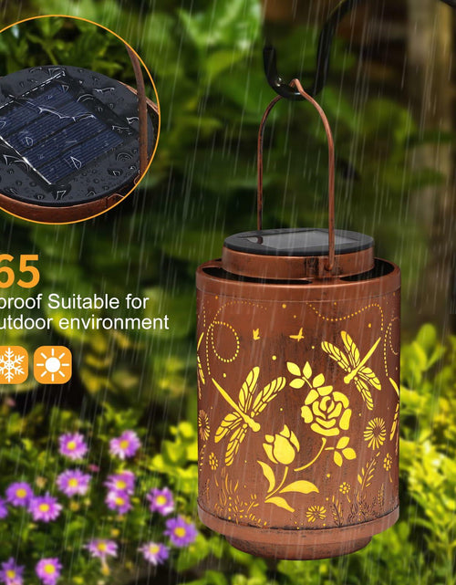 Load image into Gallery viewer, Tepaken 2 Pack Solar Lanterns Outdoor Waterproof Metal Hanging LED Mushroom
