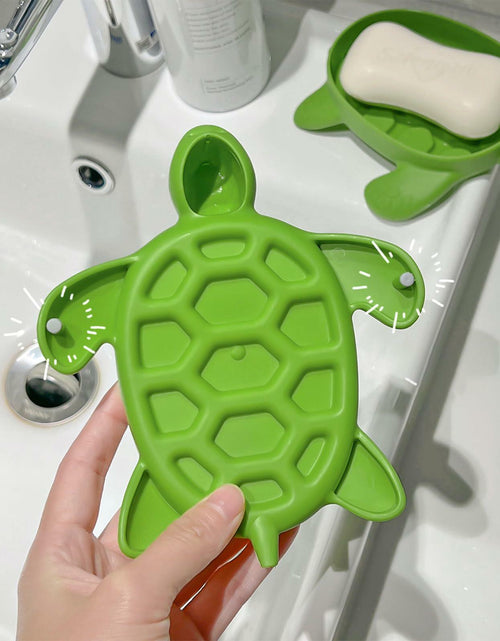 Load image into Gallery viewer, 2 Pack Tortoise Soap Dishes Soap Holder with Drain Green Bathroom Kitchen
