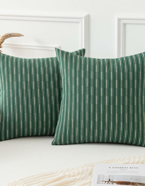 Load image into Gallery viewer, K KEVIN TEXTILE Boho Woven 18x18 Pillow Covers Set of 2 Dark Green
