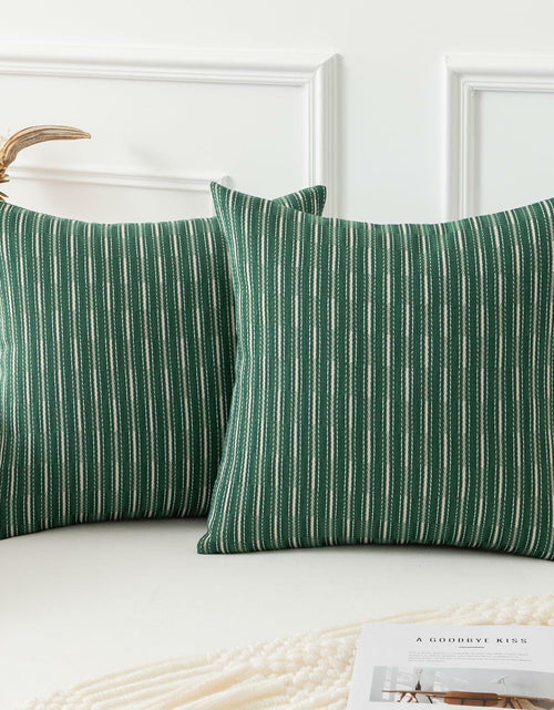 Load image into Gallery viewer, K KEVIN TEXTILE Boho Woven 18x18 Pillow Covers Set of 2 Dark Green
