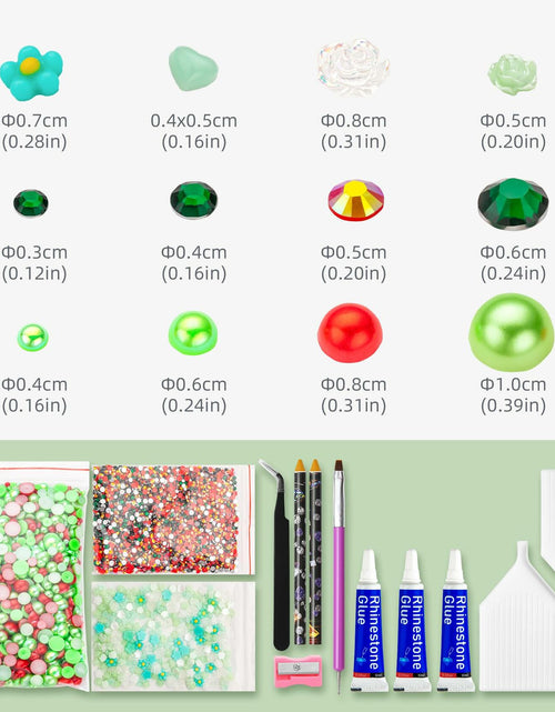 Load image into Gallery viewer, MYYKO 160g Christmas Flatback Rhinestones Half Pearls Mix Size 3-10mm Red Green
