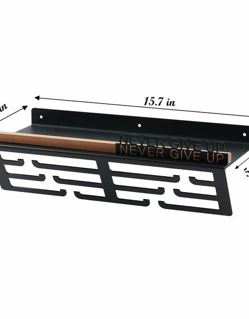 Load image into Gallery viewer, Datoua Medal Hanger Display &amp; Trophy Shelf Combo 5.3" Deep Metal Black
