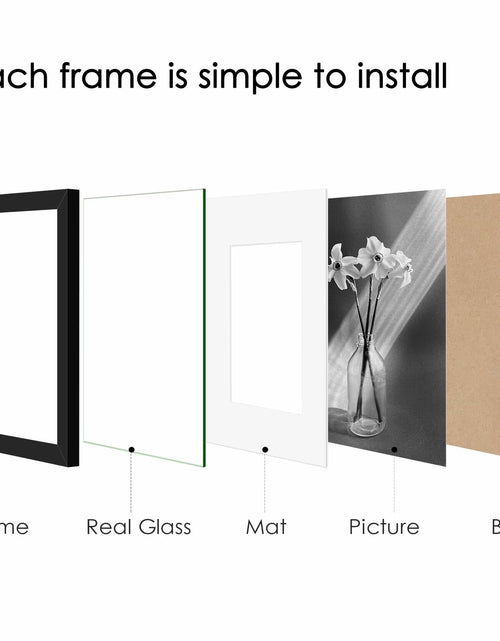 Load image into Gallery viewer, YiTanli Glass Collage Picture Frames 7 Pack Multi Sizes 11x14 8x10 5x7 Black
