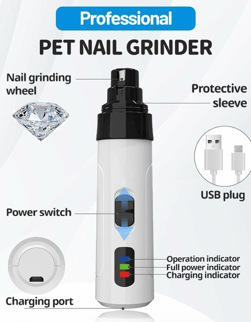 Load image into Gallery viewer, Generic Nail Grinder for Dogs Rechargeable USB LED Light 3 Speeds 1+2 Heads
