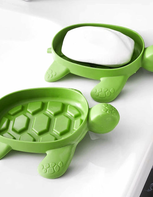 Load image into Gallery viewer, 2 Pack Tortoise Soap Dishes Soap Holder with Drain Green Bathroom Kitchen
