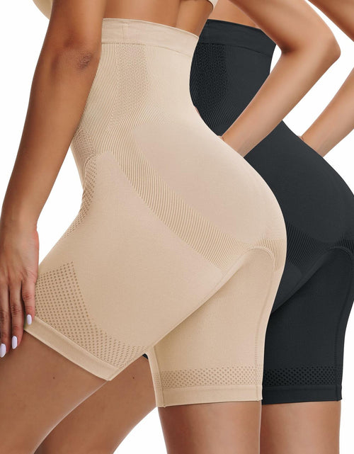 Load image into Gallery viewer, Sarin Mathews Womens High Waisted Tummy Control Shapewear Shorts Black&amp;Nude  M-L
