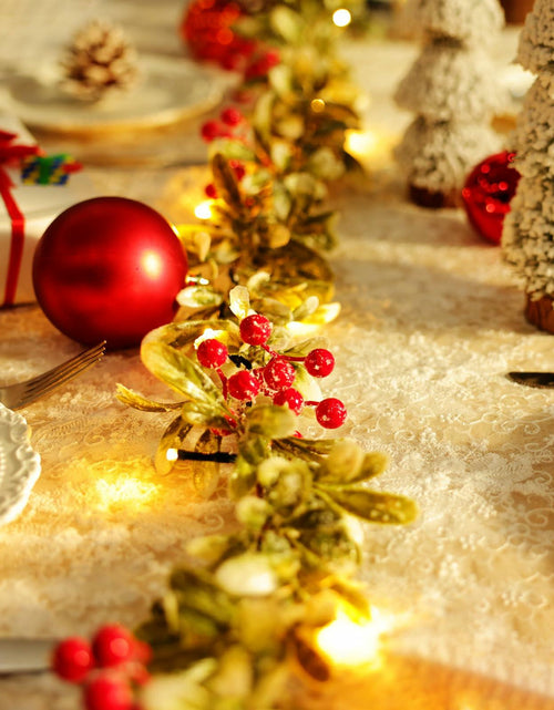 Load image into Gallery viewer, HUZIYAHAN 9FT Christmas Mistletoe Garland with 30 LED Lights Red Berry
