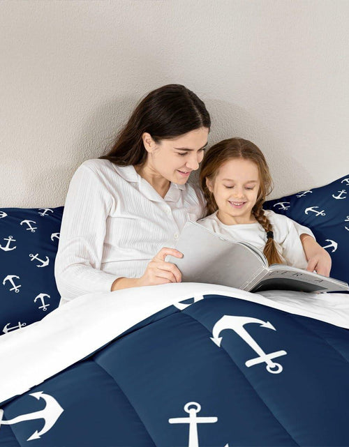 Load image into Gallery viewer, Manfei Anchor Comforter Set Nautical Navy Blue 2pcs Twin Size
