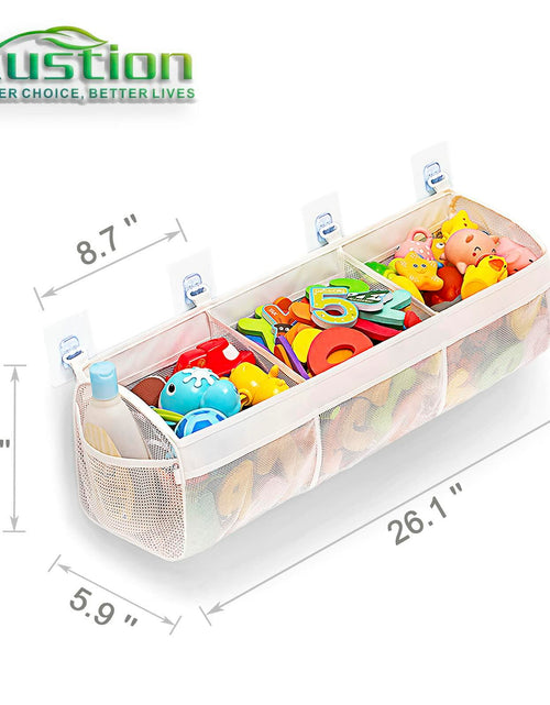 Load image into Gallery viewer, Austion 3 Compartment Horizontal Bath Toy Organizer Large White Mesh
