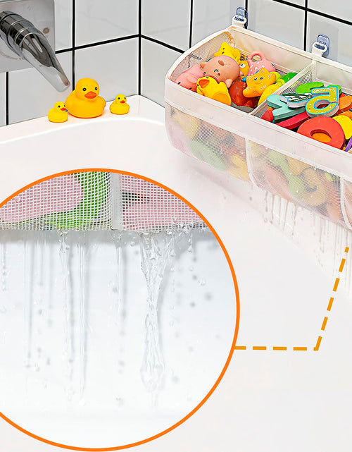 Load image into Gallery viewer, Austion 3 Compartment Horizontal Bath Toy Organizer Large White Mesh
