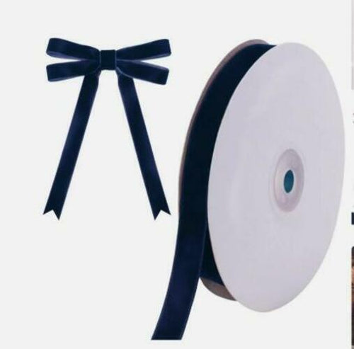 Load image into Gallery viewer, Coowayze Navy Blue Velvet Ribbon 1 Inch x 10 Yards Vintage Polyester
