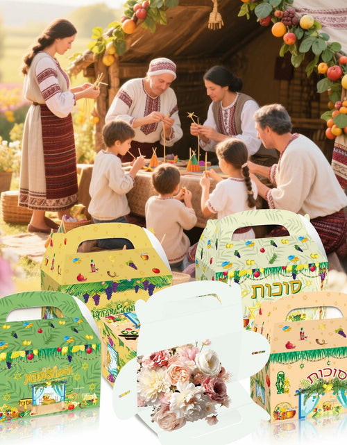 Load image into Gallery viewer, LOONELO Sukkot Party Favor Boxes 12pcs Green Cardstock Gift Bags with Handles
